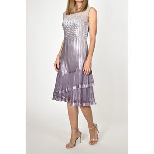 Komarov Charmeuse Chiffon Dress Iridescent Purple A-Line Sleeveless Size S